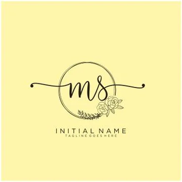 Letter Initial MS beauty monogram and elegant logo design Stock Illustration