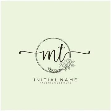 Letter Initial MT beauty monogram and elegant logo design Illustrazione stock