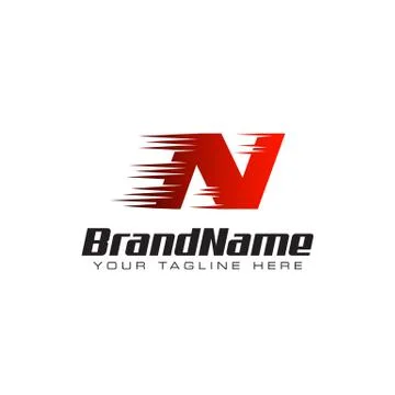 Letter Initial N Speed Logo Design Template Stock Illustration