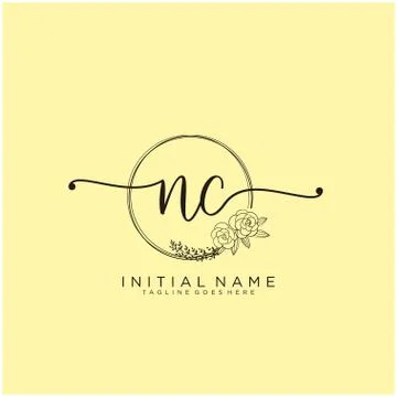 Letter Initial NC beauty monogram and elegant logo design Stock Illustration