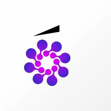 Letter initial O font with dots tech. Related to monogram typography network Stock Illustration