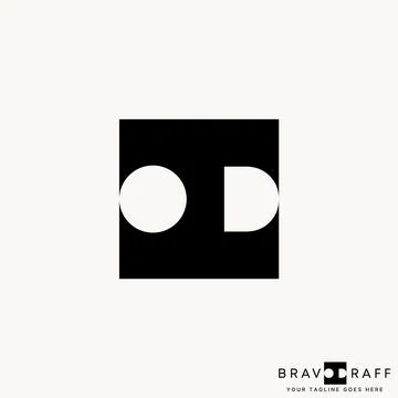 Letter initial OD with negative space square monogram typography brand Stock Illustration