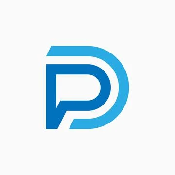 Letter initial PD or DP line font monogram typography branding Stock Illustration