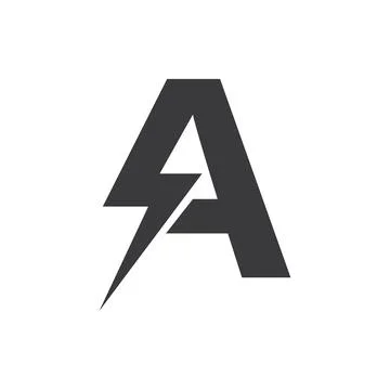 A letter initial Power lightning logo Stock Illustration