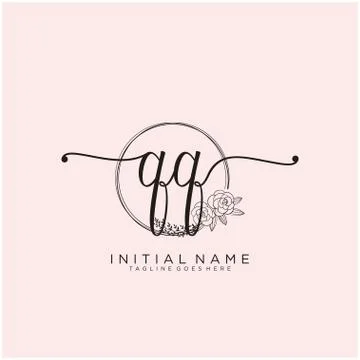 Letter Initial QQ beauty monogram and elegant logo design Stock Illustration