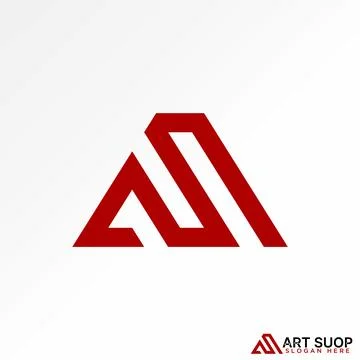 Letter initial AS serif font triangle line connect monogram beauty brand Illustrazione stock