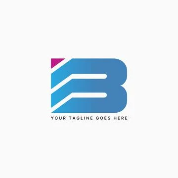 Letter initial sign icon IB or I3 font line cutting monogram typography branding Stock Illustration