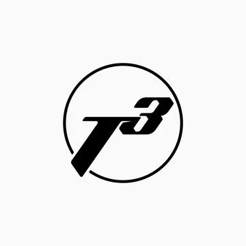 Letter initial sign TB T3 font sport line circle monogram typography branding Stock Illustration