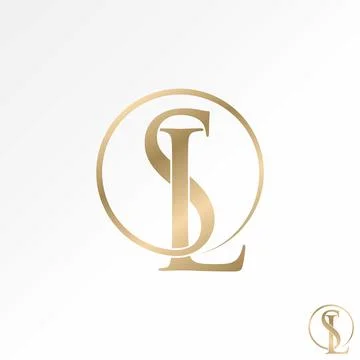 Letter initial SL or LS serif font circle connect monogram beauty brand Stock Illustration