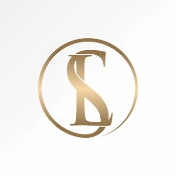 Letter initial SL or LS serif font circle connect Relate monogram beauty brand Stock Illustration