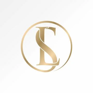 Letter initial SL or LS serif font circle connect monogram beauty brand Stock Illustration