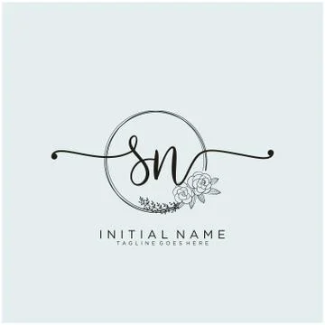 Letter Initial SN beauty monogram and elegant logo design Stock Illustration
