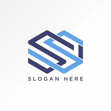 Letter initial SSI font on line 2 hexagons monogram typography Illustrazione stock