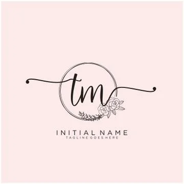 Letter Initial TM beauty monogram and elegant logo design Illustrazione stock