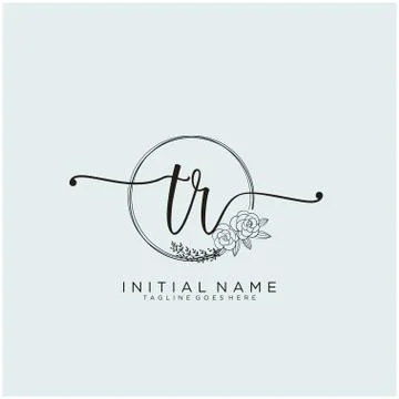 Letter Initial TR beauty monogram and elegant logo design Stock Illustration