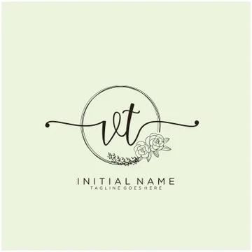 Letter Initial VT beauty monogram and elegant logo design Stock Illustration