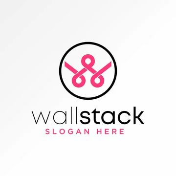 Letter initial W font circle line connected pattern typography monogram branding Stock Illustration