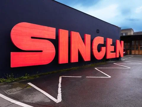 Letter installation: Singen Stock Photos
