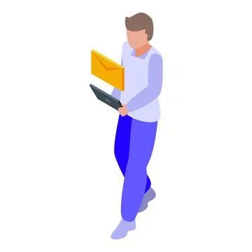 Letter interaction icon, isometric style Illustrazione stock