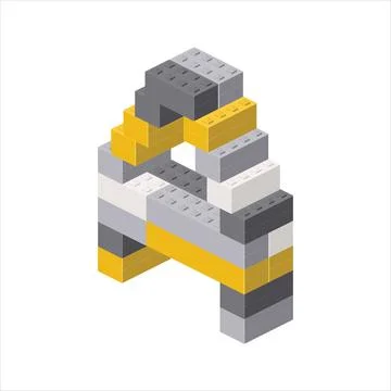Letter A in isometric view assembled from plastic blocks. Vector Stock-Illustration