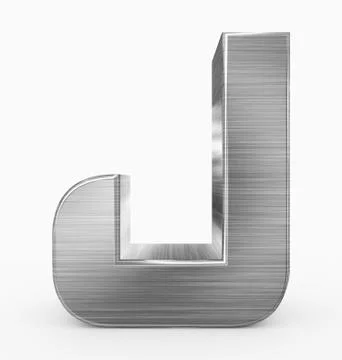 Letter J 3d cubic rounded metal isolated on white Stock Illustration