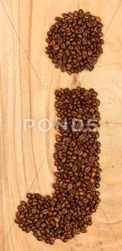 Letter j, alphabet from coffee beans Stock Illustration
