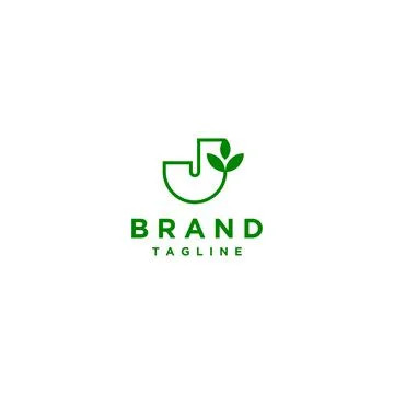 Letter J and Leaf Icon Stock Illustration