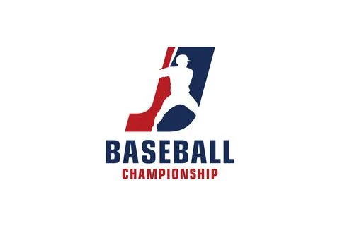 Letter J with Baseball Logo Design. Vector Design Template Elements for Spo.. Stockillustratie