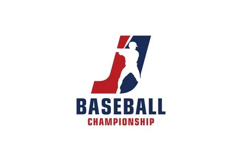 Letter J with Baseball Logo Design. Vector Design Template Elements for Spo.. 스톡 일러스트