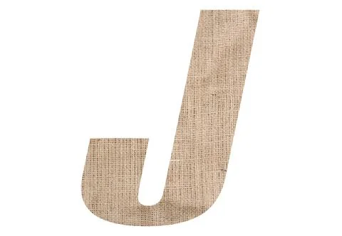 Letter J with burlap texture on white background 스톡 일러스트