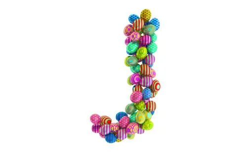 Letter J from colored Easter eggs, 3D rendering Stock Illustration