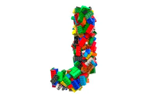Letter J from colored plastic building blocks, 3D rendering Stock Illustration