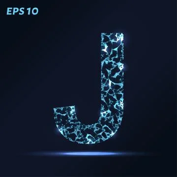 The letter J consists of points, lines and triangles. Vector illustration. Stock Illustration