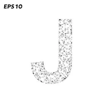 The letter J consists of points, lines and triangles. Vector illustration. Stock Illustration