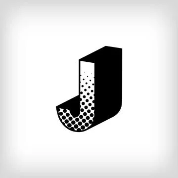 Letter J with creative shadow, pop art dot design alphabet sign. Stock Illustration