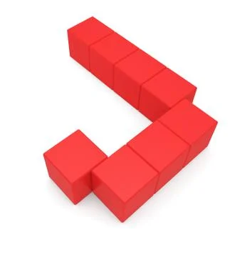 Letter j cubic red Stock Illustration