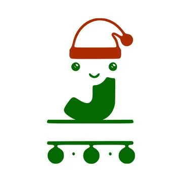 Letter j cute Christmas character, name monogram design, Christmas or New Yea Stock Illustration