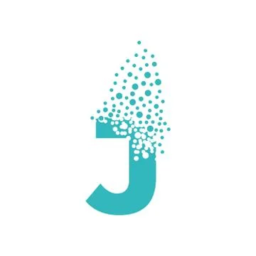 Letter J dispersing into a cloud of bubbles Stock Illustration