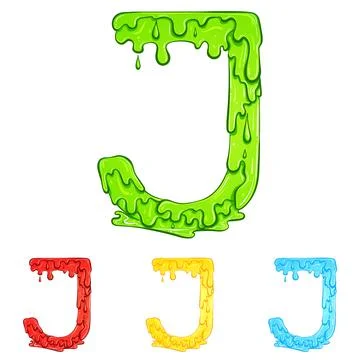 Letter J with flow drops colors Stock Illustration