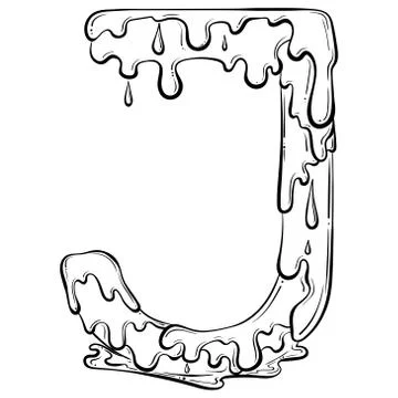 Letter J with flow drops Stock Illustration