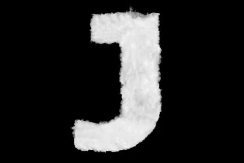 Letter J font shape element made of cloud on black Stock Illustration