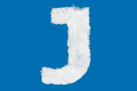 Letter J font shape element made of clouds on blue Illustration