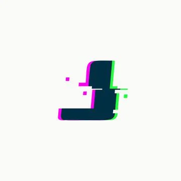 Letter J. Glitch font, vector isolated abstract symbol with digital noise Stock Illustration