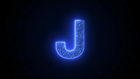 Letter J Glowing Blue Neon Animation with Sparkling Particles Stock-Footage 345040596