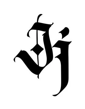 Letter j, in the Gothic style. Vector. Alphabet. The symbol is isolated on a Stock Illustration