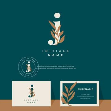Letter J with leaf Beauty vector logo design of initial wedding, fashion, bou Stock Illustration