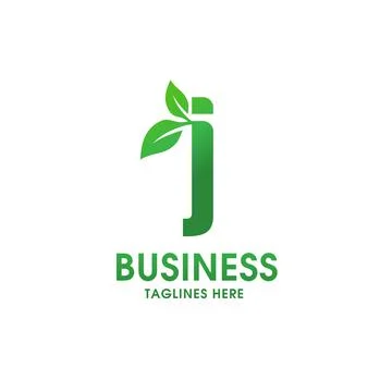 Letter J with leaf logo isolated on white background Stock Illustration