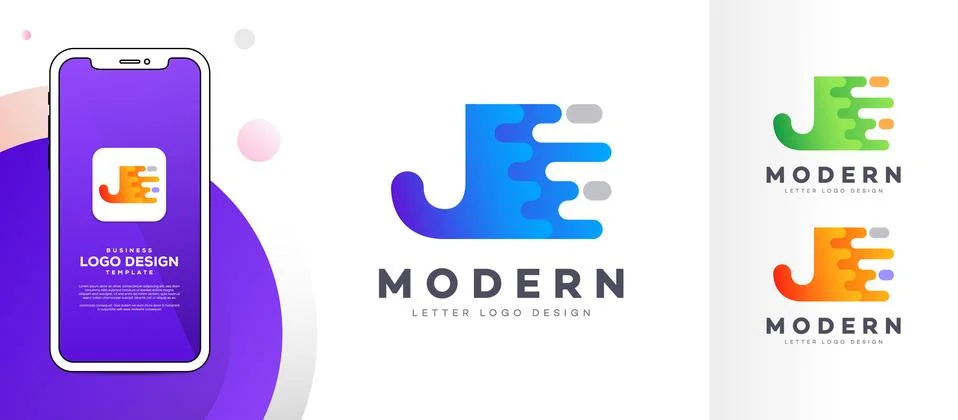 Letter J Liquid Colorful Gradient Letter Logo Vector Design Stock Illustration