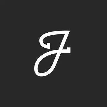 Letter J logo monogram design element, calligraphic italic font, handwritten  Stock Illustration