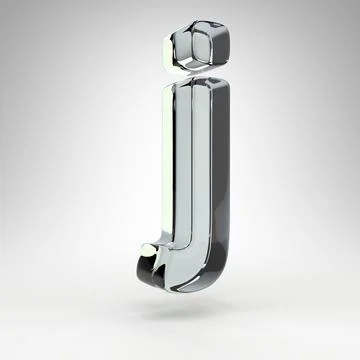 Letter J lowercase on white background. Camera lens transparent glass 3D letter Stock Illustration